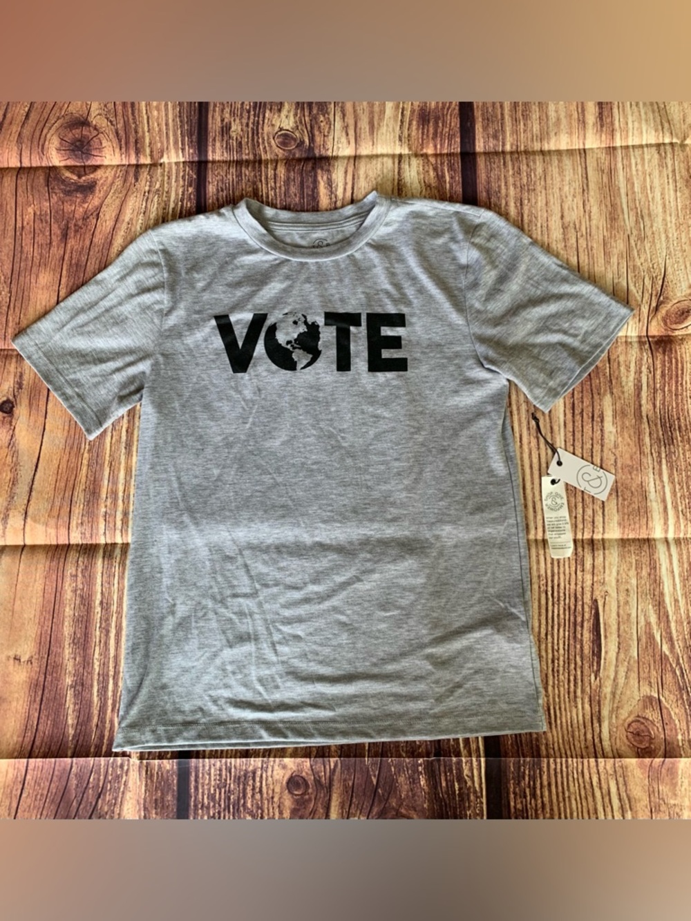NWT Treasure & Bond Teen's Short Sleeve "VOTE" Pullover Gray T-Shirt XL (14/16)